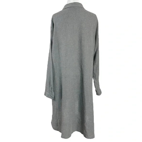 Zara Embroidered Swing Tunic Shirt Dress Size Large Grey Flannel Fall Shacket - Picture 8 of 15